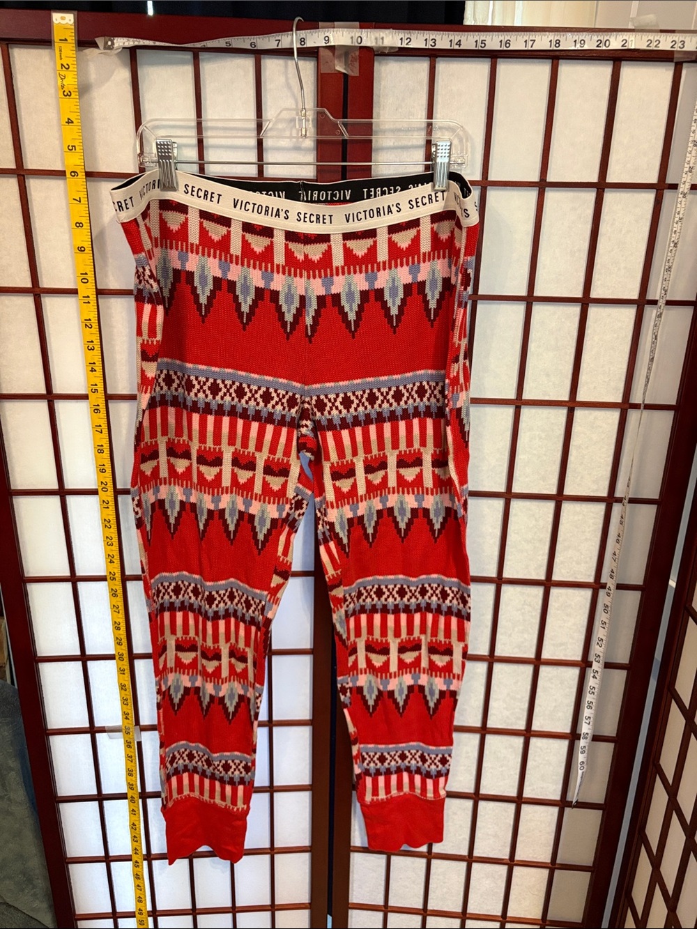 Victoria's Secret Red Patterned Knit Pajama Pants